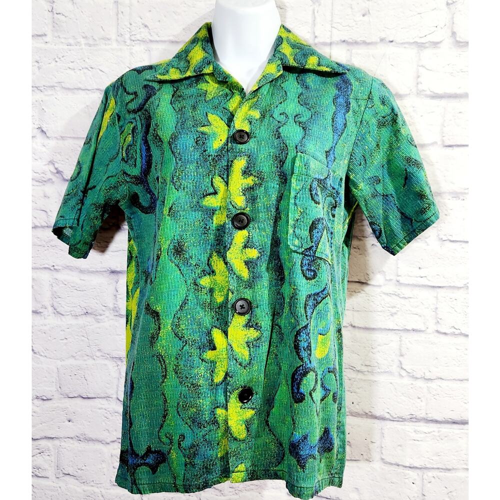 Vintage Sea Island Swimwear Barkcloth Button Up Top Small Lightweight Soft